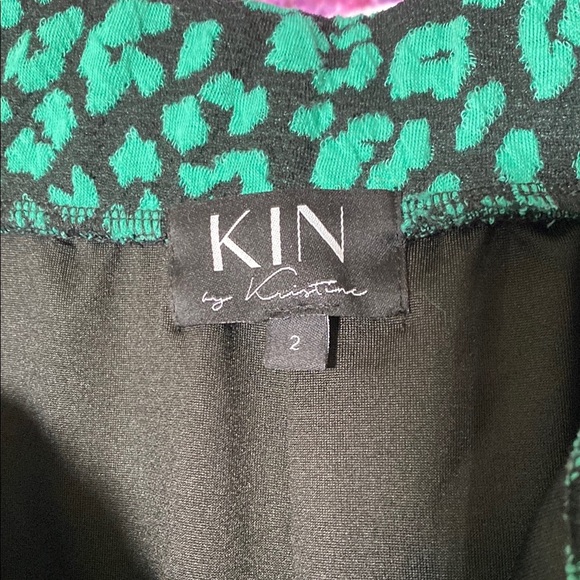 Women's Anthropology + Kin Green Patterned Midi-Skirt With Cheetah Print Size 2 - Picture 2 of 7